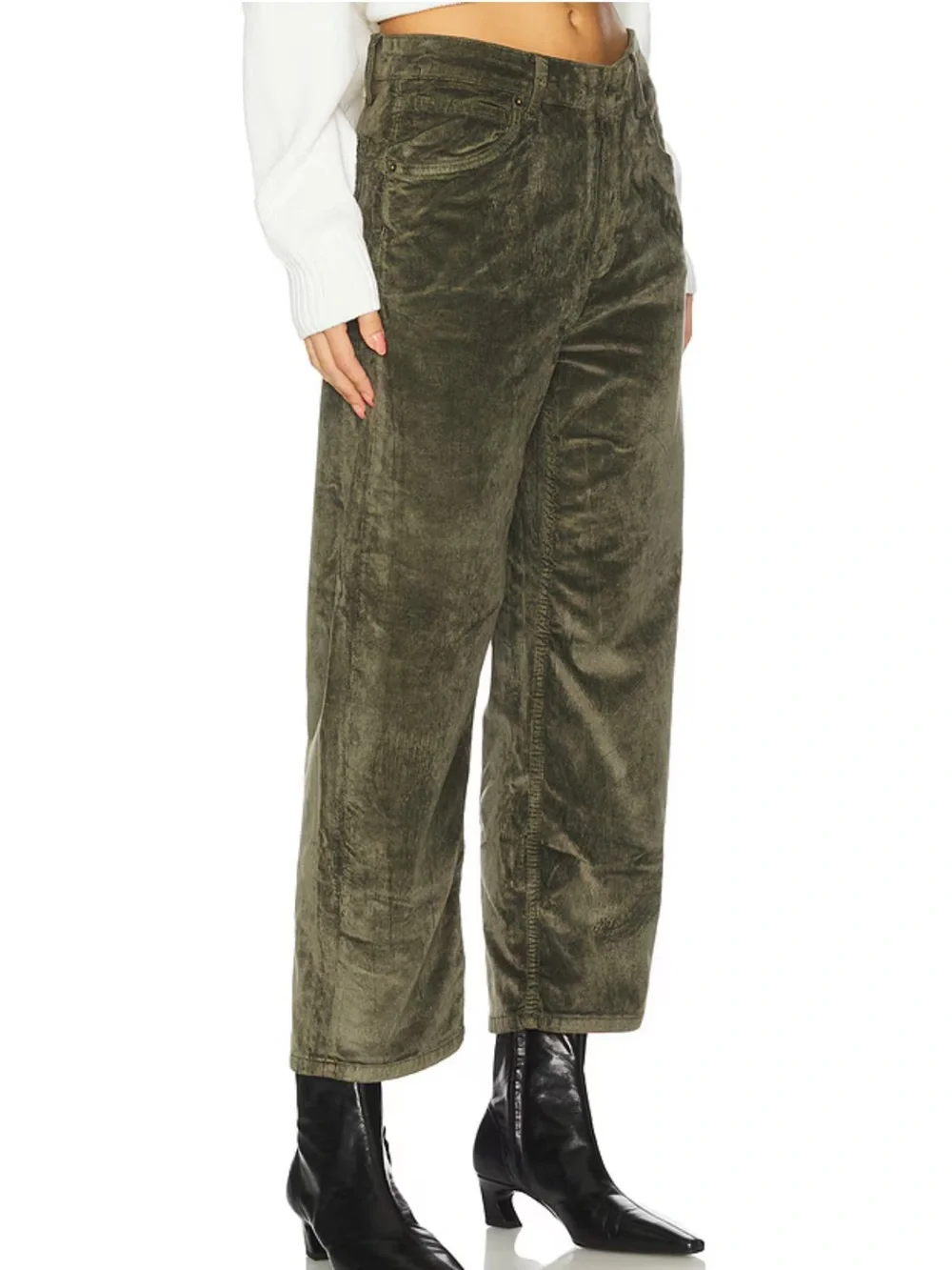 Free People We The Free Deep Trance Corduroy Boyfriend Pant 26 Keepsake Clover - Picture 2 of 16